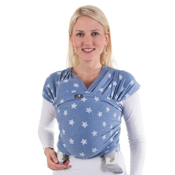 Hoppediz Tragetuch Elastisch Blau - Melange - 460 x 50 cm