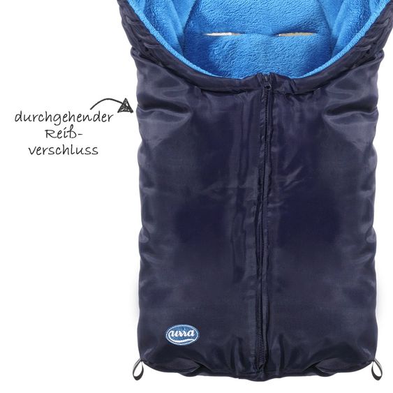 HV Hartmann Fleece-Fußsack Urra für Babyschalen und Babywannen - Marine Hellblau