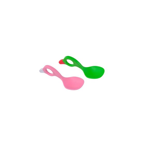 ican Eating spoon with multi handle set of 2 - Green / Pink