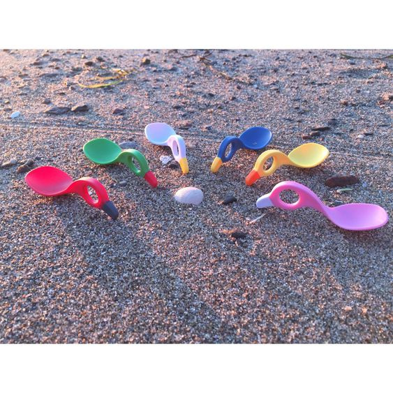 ican Eating spoon with multi handle set of 2 - Green / Pink