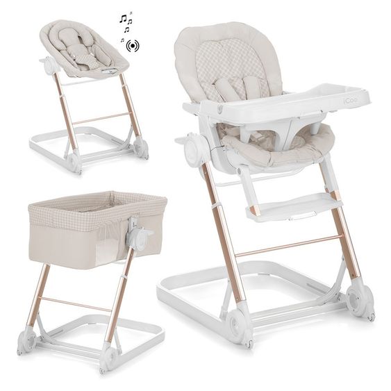 iCoo Hochstuhl, Babyliege und Beistellbett Grow With Me 1-2-3 - Diamond