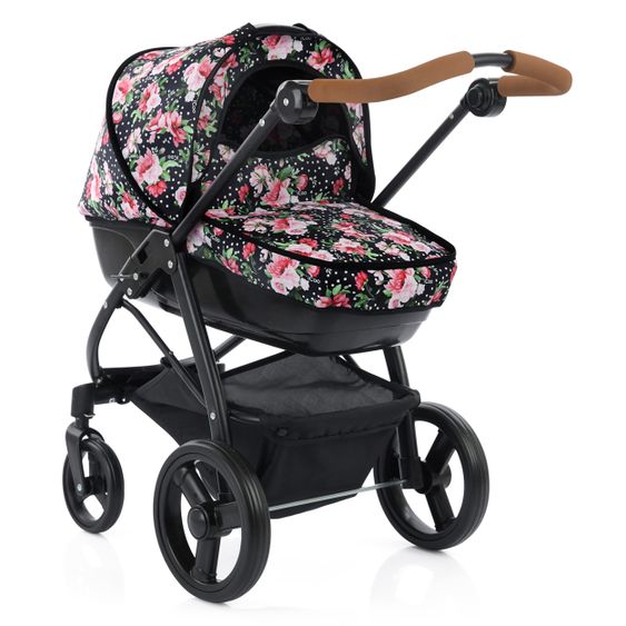 iCoo Puppenwagen Boston 2in1 mit faltbarer Babywanne (für Puppen bis 53 cm) - Dotty Rose