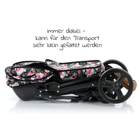 iCoo Puppenwagen Boston 2in1 mit faltbarer Babywanne (für Puppen bis 53 cm) - Dotty Rose