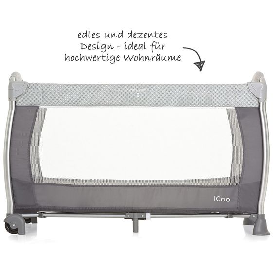 iCoo Reisebett-Set Starlight (inkl. 2. Ebene, Wickelauflage, Pflegebox) - Diamond Grey