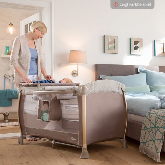iCoo Reisebett-Set Starlight (inkl. 2. Ebene, Wickelauflage, Pflegebox) - Diamond Grey