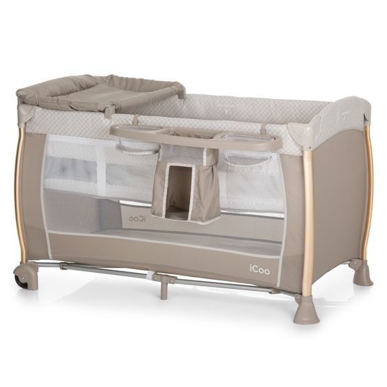 iCoo Reisebett Starlight (inkl. 2. Ebene, Wickelauflage, Pflegebox) - Diamond Beige
