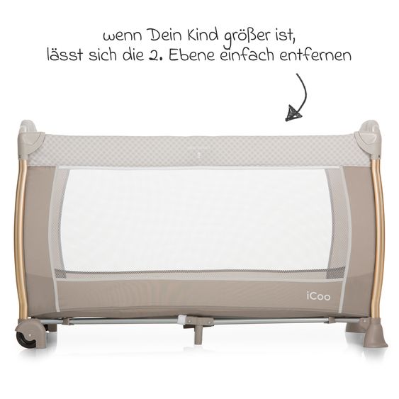 iCoo Reisebett Starlight (inkl. 2. Ebene, Wickelauflage, Pflegebox) - Diamond Beige