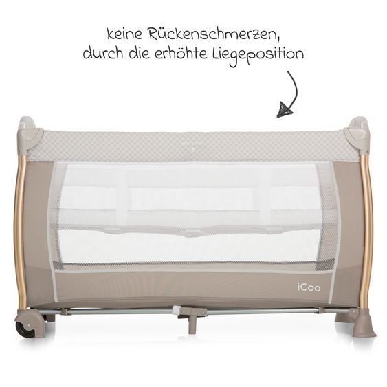 iCoo Reisebett Starlight (inkl. 2. Ebene, Wickelauflage, Pflegebox) - Diamond Beige