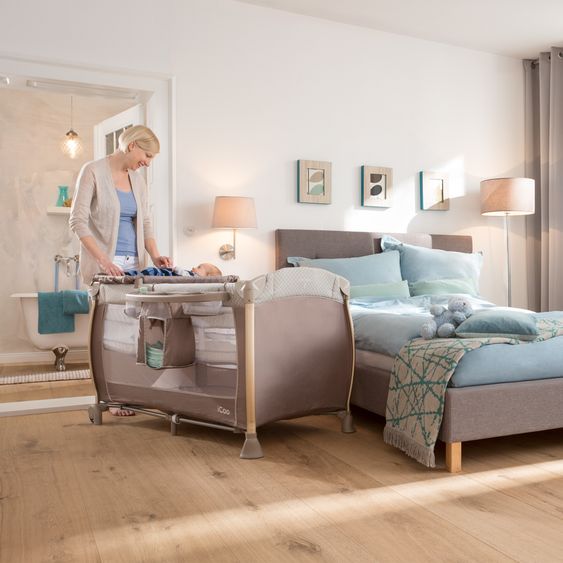 iCoo Reisebett Starlight (inkl. 2. Ebene, Wickelauflage, Pflegebox) - Diamond Beige