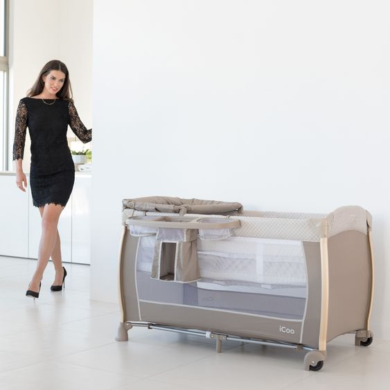 iCoo Reisebett Starlight (inkl. 2. Ebene, Wickelauflage, Pflegebox) - Diamond Beige