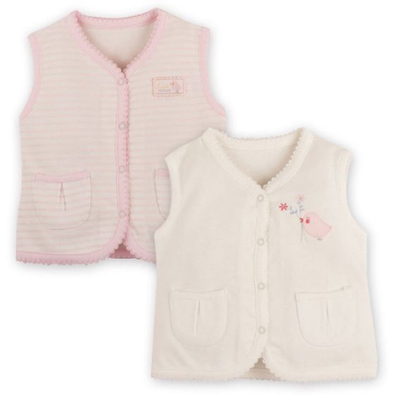 idilbaby Babyweste - 2er Set - Creme / Rosa - Gr. 0-3m