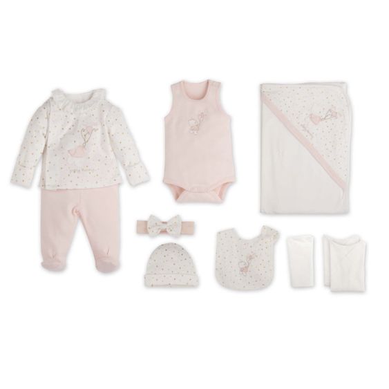 idilbaby Erstausstattungsset 10-tlg. - Ballon - Creme / Rosa - Gr. 0m
