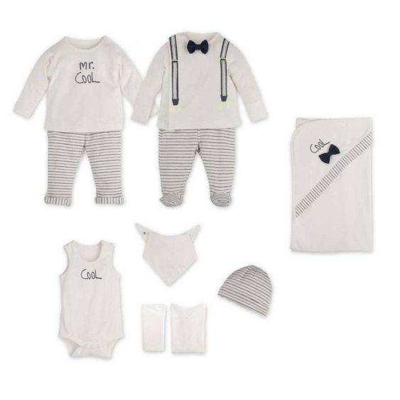 idilbaby Erstausstattungsset 10-tlg. - Cool - Weiß / Dunkelblau - Gr. 0m