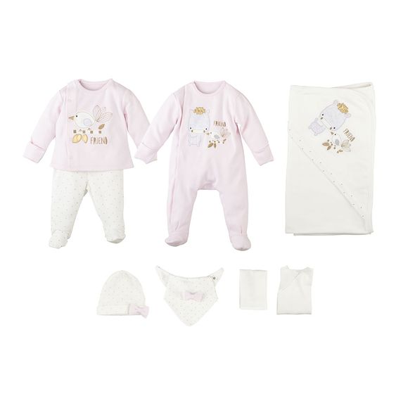 idilbaby Erstausstattungsset 10-tlg. - Friend - Creme / Rosa - Gr. 0m