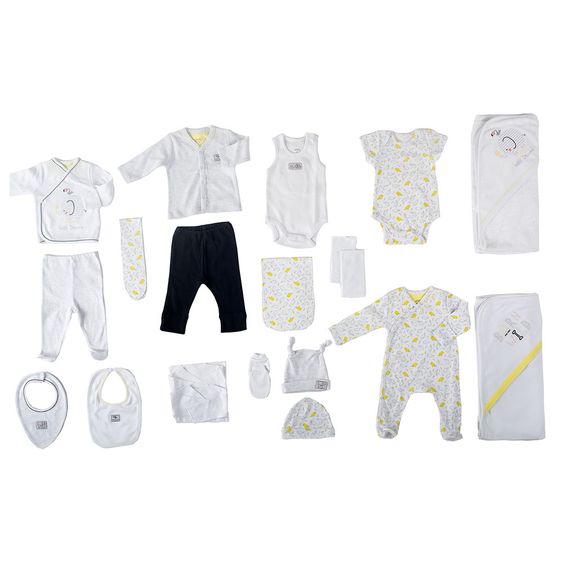 idilbaby Erstausstattungsset 20-tlg. - Elefant - Weiß / Grau - Gr. 0m