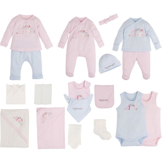 idilbaby Erstausstattungsset 20-tlg. - Star - Blau / Rosa - Gr. 0m