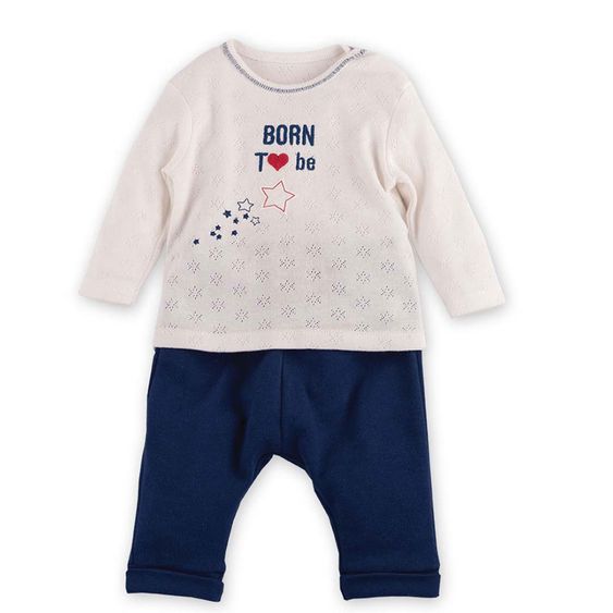 idilbaby Newborn Set: 2-tlg. - Born to be - Creme / Dunkelblau - Gr. 6-9m