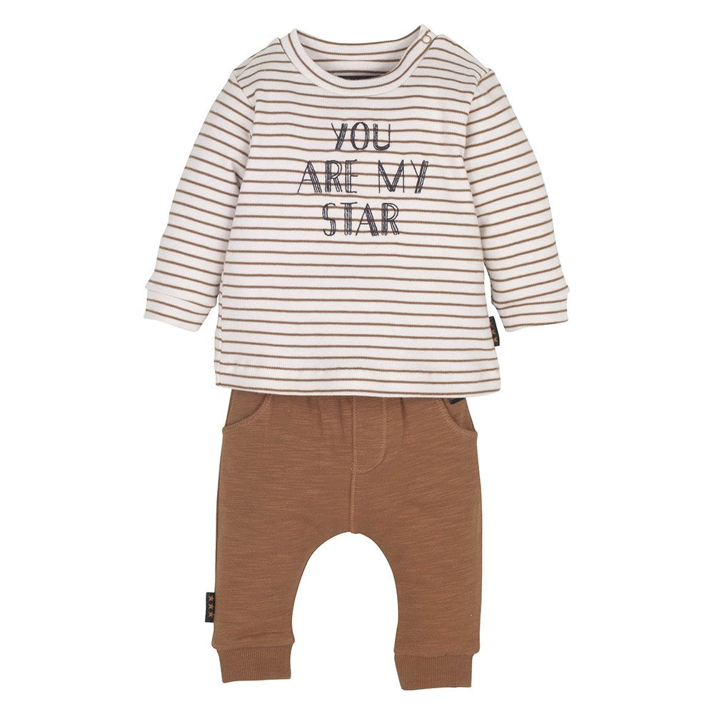 idilbaby Newborn Set 2-tlg. - Star - Braun - Gr. 0-3m