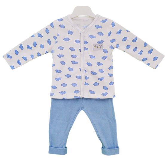 idilbaby Newborn Set 2-tlg. - Wolken Weiß / Blau - Gr. 0-3m