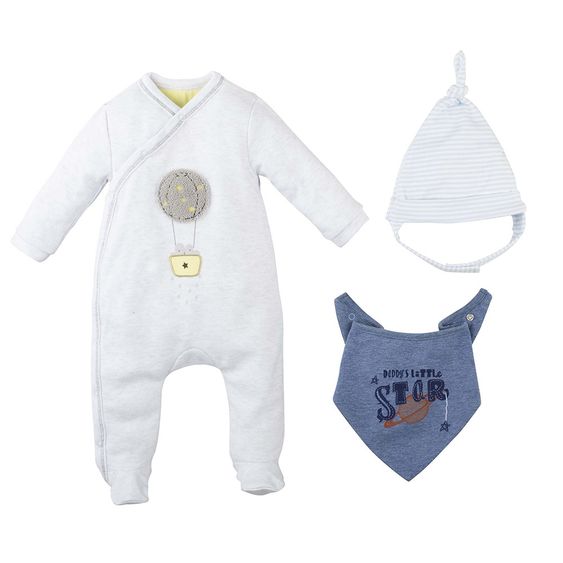 idilbaby Newborn Set 3-tlg. - Blau / Weiß - Gr. 0m