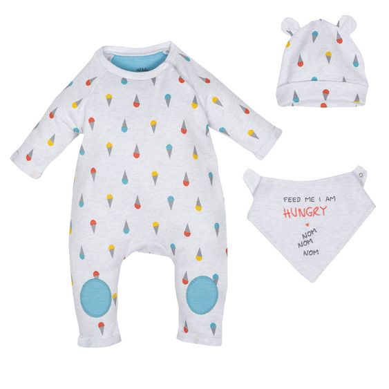 idilbaby Newborn Set 3-tlg. Hungry - Grau - Gr. 0m