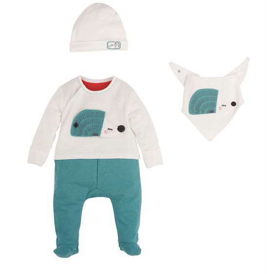 idilbaby Newborn Set 3-tlg. - Igel Weiß / Grün - Gr. 0m