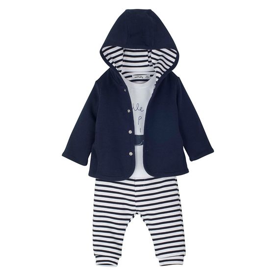 idilbaby Newborn Set 3-tlg. - Little Captain - Dunkelblau - Gr. 0-3m