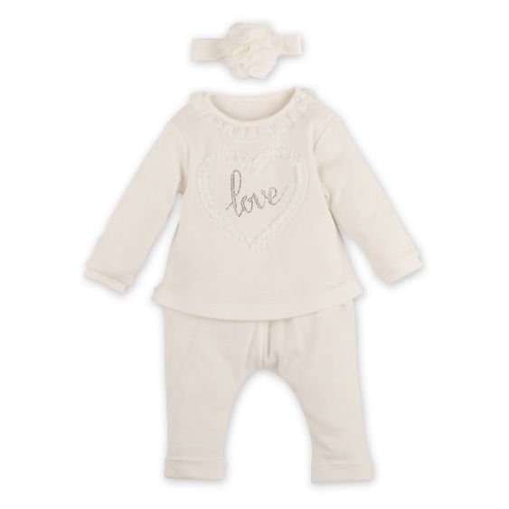 idilbaby Newborn Set 3-tlg. - Love - Creme - Gr. 0-3m