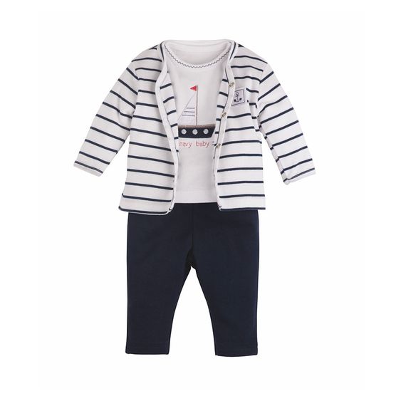 idilbaby Newborn Set: 3-tlg. - Marine - Weiss / Dunkelblau - Gr. 9-12m