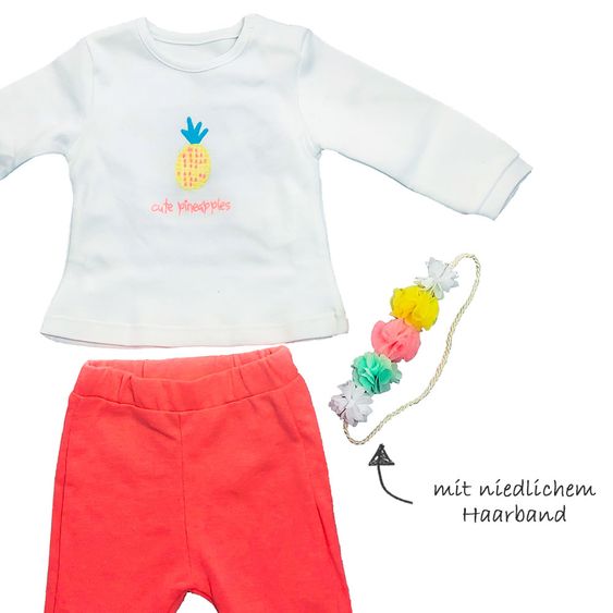 idilbaby Newborn Set 3-tlg. - Pineapple Weiß / Korall - Gr. 0-3m