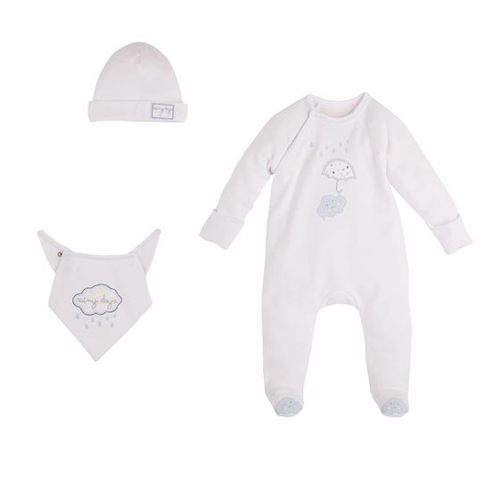 idilbaby Newborn Set 3-tlg. - Rainy Days Weiß - Gr. 0m