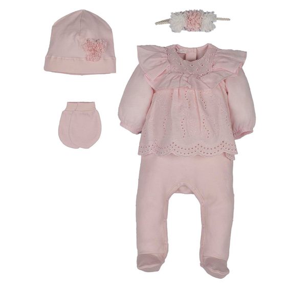 idilbaby Newborn Set 4-tlg. - Blume - Rosa - Gr. 0m