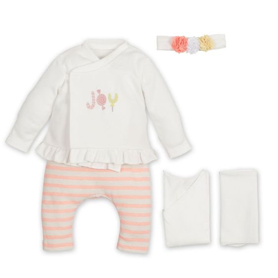 idilbaby Newborn Set 4-tlg. Joy - Weiß / Coral - Gr. 0-3m