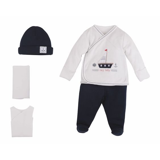idilbaby Newborn Set 5-tlg. - Navy Baby Weiß / Dunkelblau - Gr. 0m