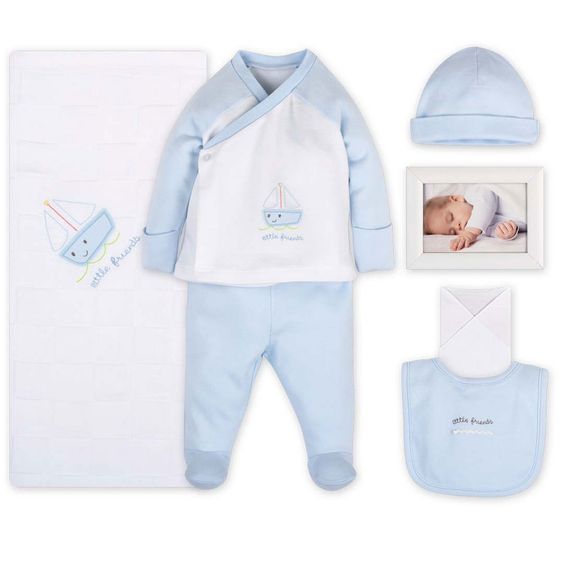 idilbaby Newborn Set 7-tlg. - Little Friends - Weiß / Blau - Gr. 0m