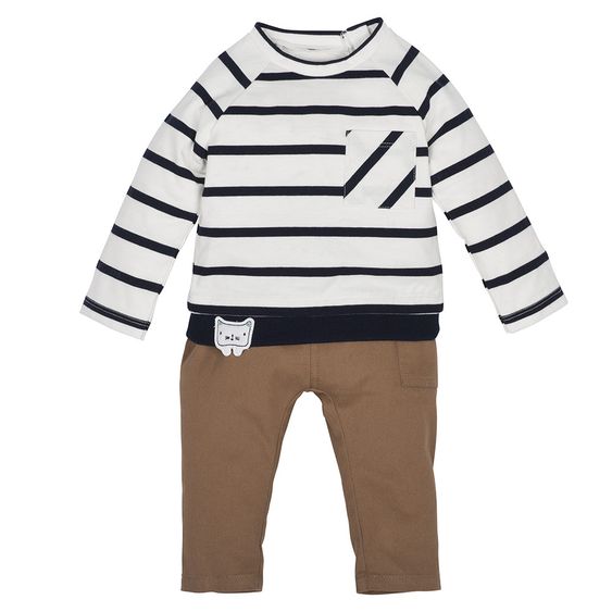 idilbaby Set - Shirt mit Hose - Katze Braun - Gr. 3-6m