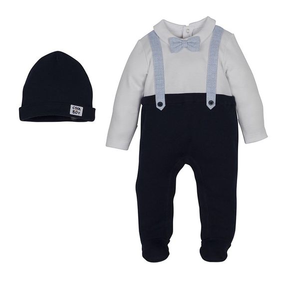 idilbaby Strampler - mit Mütze - Fliege - Gr. 0m