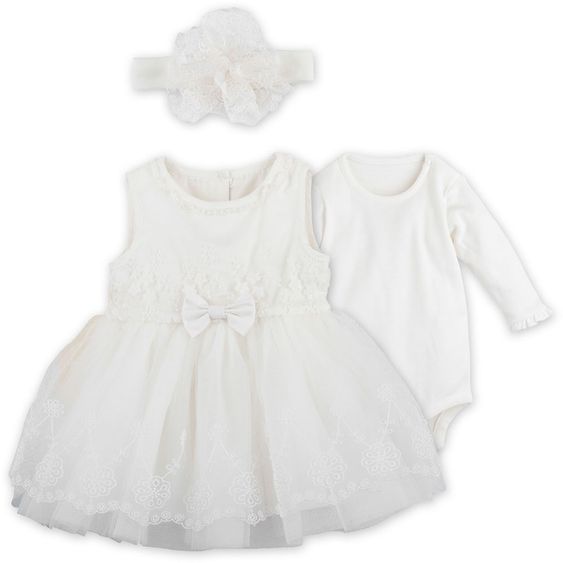 idilbaby Taufset - Kleid - Weiss - Gr. 0-3m