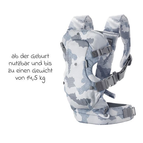 Infantino 4-in-1 Baby Carrier Flip Advanced from Birth 3.6 to 14.5 kg - Frog-Leg Position, 4 Carry Positions - Blue