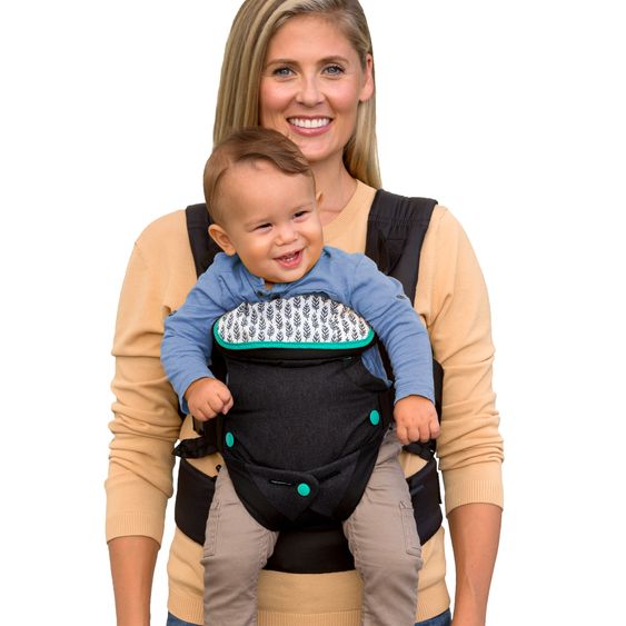 Infantino 4-in-1 Baby Carrier Flip Advanced from Birth 3.6 to 14.5 kg - Frog-Leg Position, 4 Carry Positions - Denim