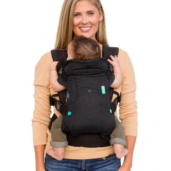 Infantino 4-in-1 Baby Carrier Flip Advanced from Birth 3.6 to 14.5 kg - Frog-Leg Position, 4 Carry Positions - Denim