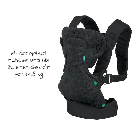 Infantino 4-in-1 Baby Carrier Flip Advanced from Birth 3.6 to 14.5 kg - Frog-Leg Position, 4 Carry Positions - Denim