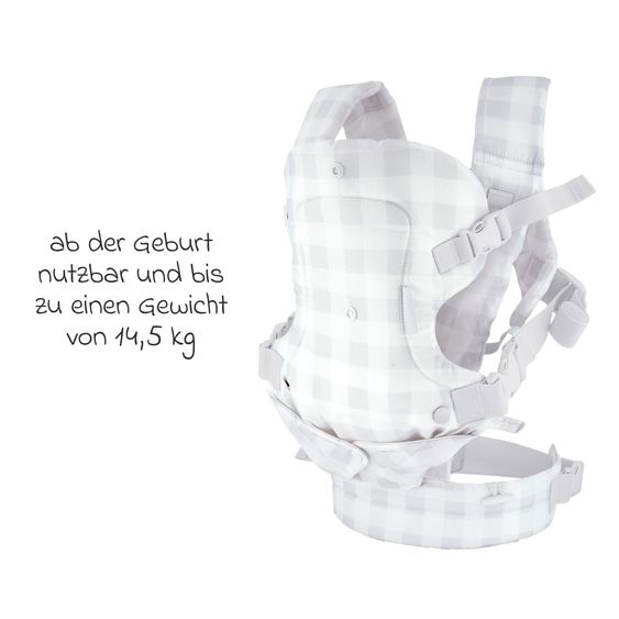 Infantino 4-in-1 Baby Carrier Flip Advanced from Birth 3.6 to 14.5 kg - Frog-Leg Position, 4 Carry Positions - Gingham Print
