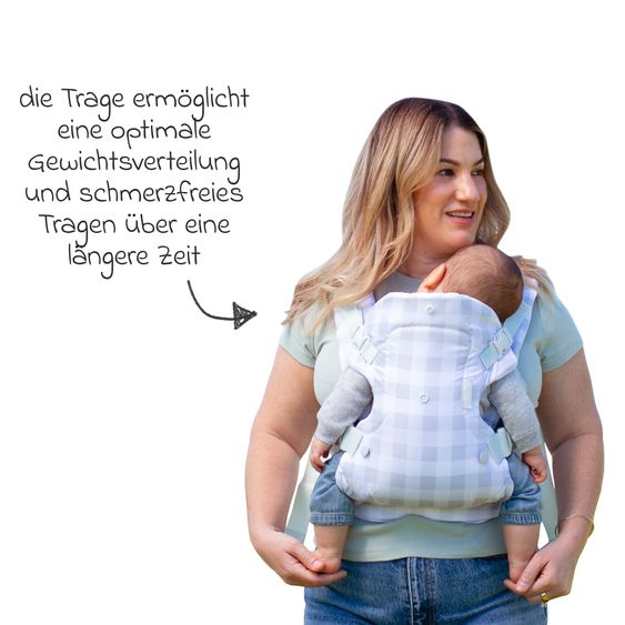 Infantino 4-in-1 Baby Carrier Flip Advanced from Birth 3.6 to 14.5 kg - Frog-Leg Position, 4 Carry Positions - Gingham Print