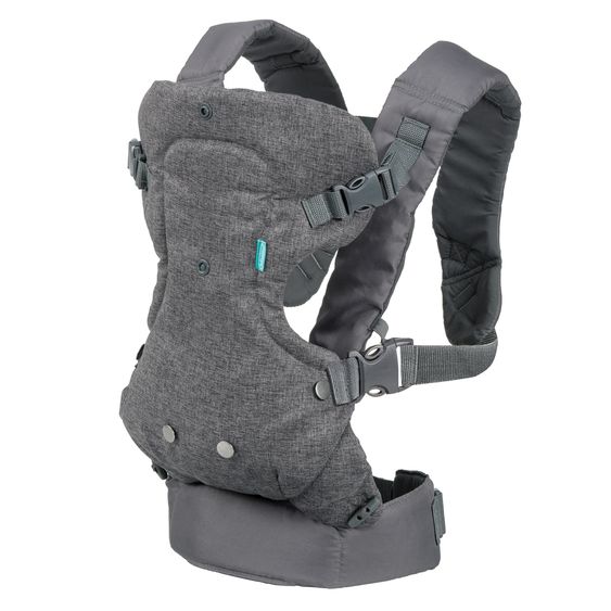 Infantino 4-in-1 Babytrage Flip Advanced ab Geburt von 3,6 bis 14,5 kg - Anhock-Spreiz-Haltung, 4 Tragepositionen - Grau