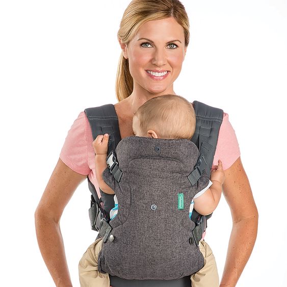 Infantino 4-in-1 Baby Carrier Flip Advanced from Birth 3.6 to 14.5 kg - Frog-Leg Position, 4 Carry Positions - Grey