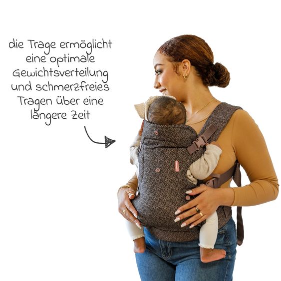 Infantino 4-in-1 Baby Carrier Flip Advanced from Birth 3.6 to 14.5 kg - Frog-Leg Position, 4 Carry Positions - Leopard Print