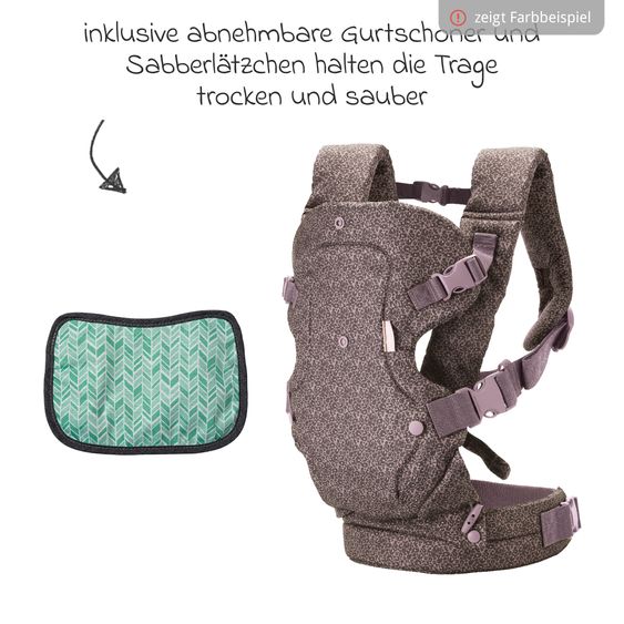 Infantino 4-in-1 Baby Carrier Flip Advanced from Birth 3.6 to 14.5 kg - Frog-Leg Position, 4 Carry Positions - Leopard Print