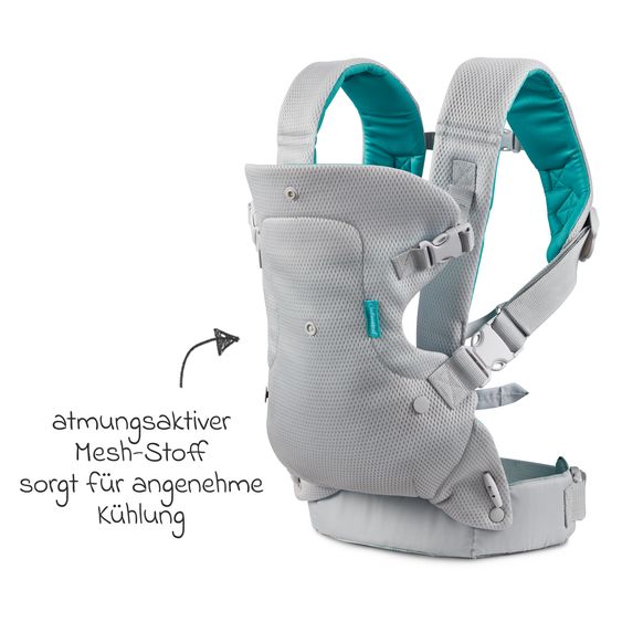 Infantino 4-in-1 Baby Carrier Flip Advanced from birth 3.6 to 14.5 kg - frog-leg position, 4 carrying positions with mesh fabric - Grey
