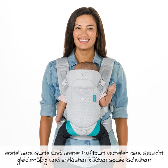 Infantino 4-in-1 Baby Carrier Flip Advanced from birth 3.6 to 14.5 kg - frog-leg position, 4 carrying positions with mesh fabric - Grey